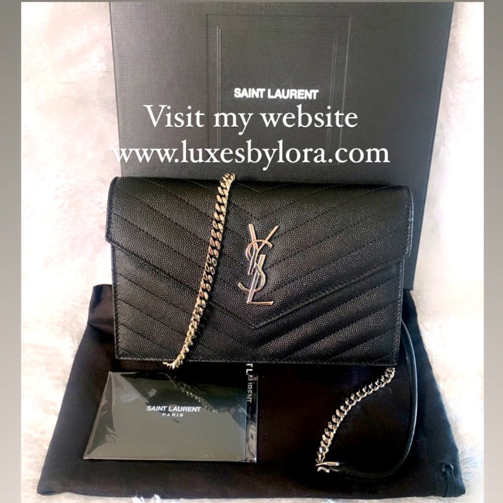 ❌SOLD❌SAINT LAURENT ENVELOPE CHAIN WALLET LEATHER